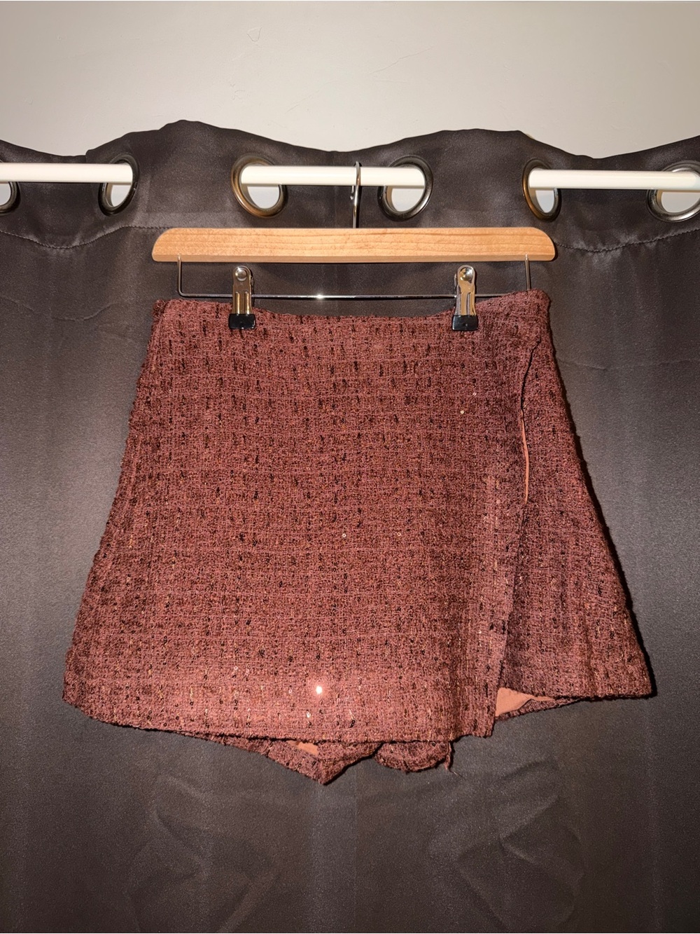 Easy Clothes Brown Tweed Skort with Sparkles